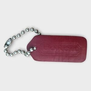Vintage Coach Double Sided Cherry Red Leather Key Fob Hang Tag Bag Charm